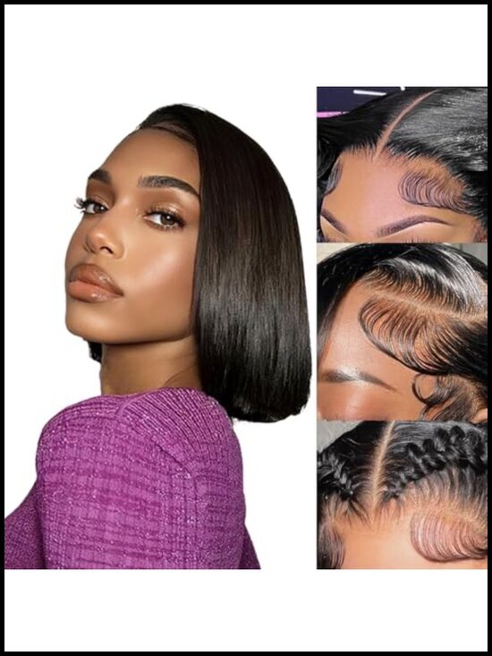 100% Human Hair Bob Wig 13x4 Lace Front Glueless Short Bob Wigs for Women 150